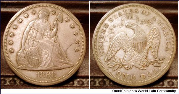 Seated Liberty Dollar, some old damage on the front, still a wonderful coin.