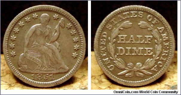 Seated Liberty Half Dime, raw.