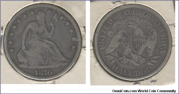 Seated Liberty Half Dollar, raw.