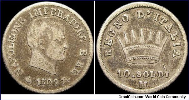 10 Soldi, Napoleonic Kingdom of Italy.

Milan mint.                                                                                                                                                                                                                                                                                                                                                                                                                                                               
