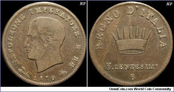3 Centesimi, Napoleonic Kingdom of Italy.

Bologna mint, a second example.                                                                                                                                                                                                                                                                                                                                                                                                                                        