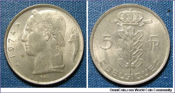 1974 Belgium 5 Francs