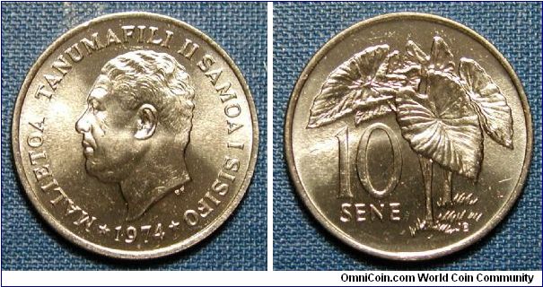 1974 Western Samoa 10 Sene