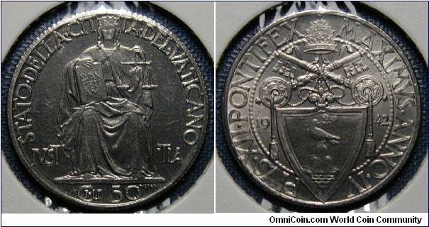 1942 Vatican City 50 Centesimi