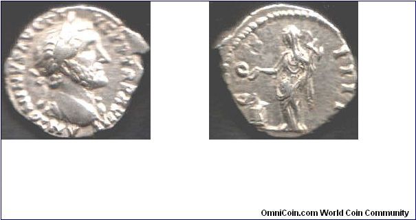 Nice portrait of Antoninus Pius as Augustus (138 -161 ad)on a silver denarius. Vesta reverse.