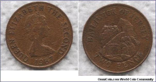 Jersey, 2 pence, 1987