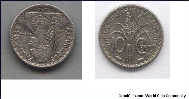 French Indo-China, 10 centimes, 1940