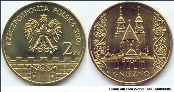 Poland, 2 zlote 2005.
Historical Cities in Poland - Gniezno.