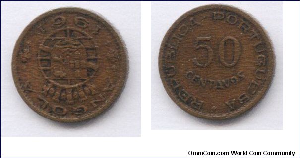 Angola, 50 centavos, 1961