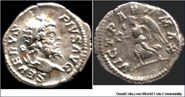 Silver  denarius of Septimius Severus on his victory over Parthia