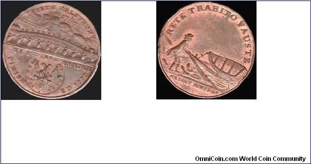 Perth half penny (Bridge over the tay at Perth /Salmon fisher.