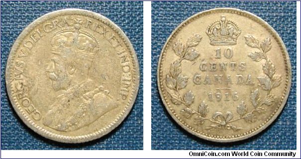 1916 Canada 10 Cents