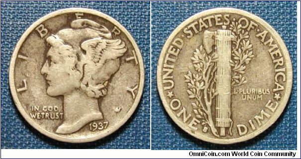 1937-S Mercury Dime