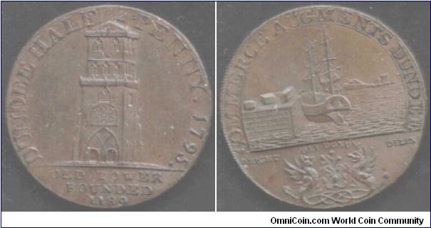 Dundee half penny (Auld Steeple / Dundee harbour)