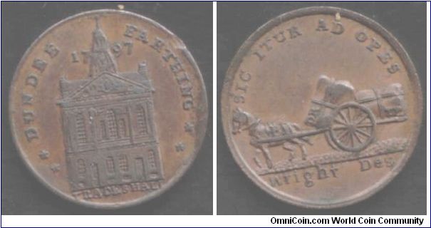 Dundee farthing (Trades Hall/Horse and cart). Scarcer private token.