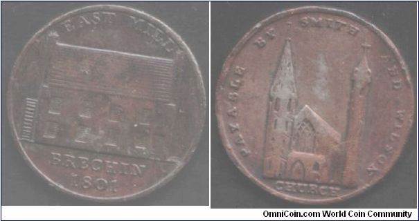 Brechin half penny (Mill/Church). Scarcer  token.