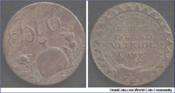 Burntisland half penny (Carboy and monogram /Burntisland Vitriol Co.)
