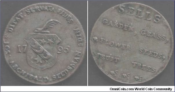 Edinburgh half penny (Palmbranch above shield / Archibalds seeds).