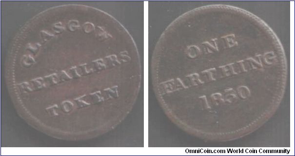 Glasgow retailers farthing token.