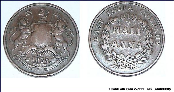 Half Anna. East India Company