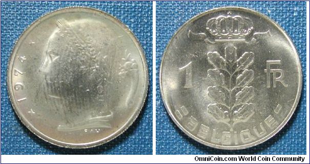 1974 Belgium 1 Franc French Legend