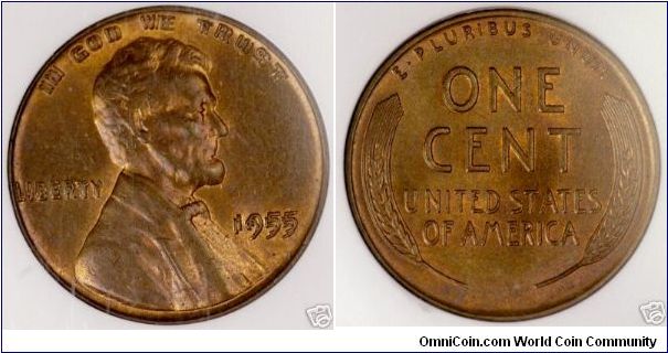The very impressive 1955/55 Double Die Lincoln Cent.