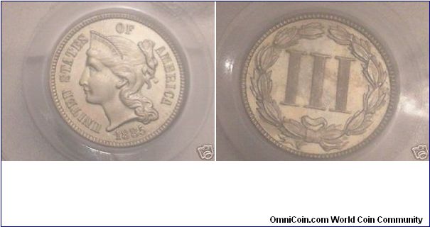 1885 Three Cent Nickel.