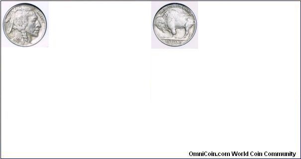 1937 D 3-Legged Buffalo Nickel.  My 1914-D and 1921-S are also the same condition. PCGS's EF-45's.