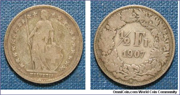 1907 Switzerland 1/2 Franc