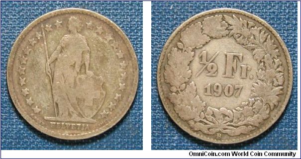 1907 Switzerland 1/2 Franc
