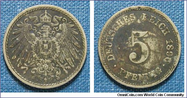 1890-J Germany 5 Pfennig