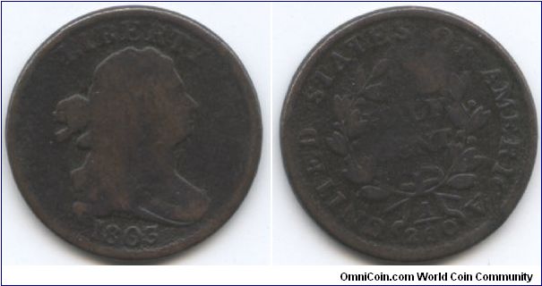 1803 Draped Bust Half Cent.