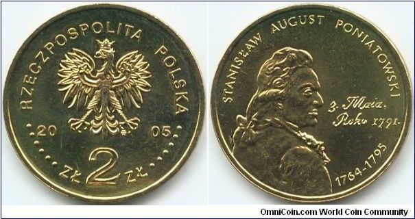Poland, 2 zlote 2005.
King Stanislaw August Poniatowski (1764-1795).