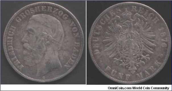 Baden 5 Marks of Friedrich I.