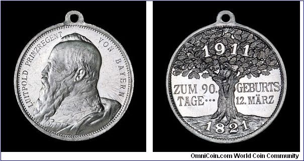 Prince Regent Luitpold of Bavaria 90th Birthday medal.