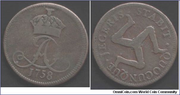 1758 Isle of man halfpenny.