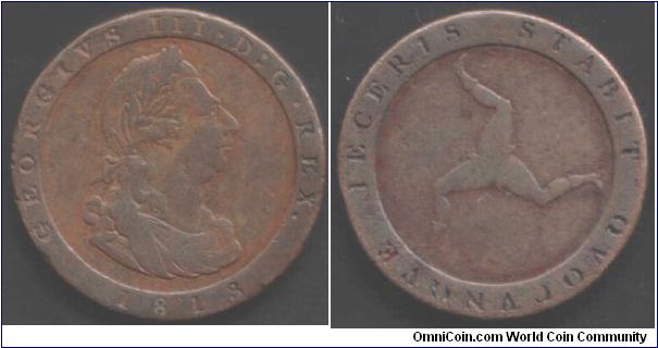 1813 Isle of Man penny (George III).