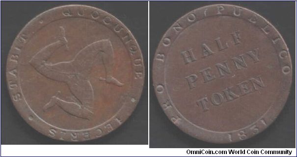 1831 Isle of Man halfpenny token