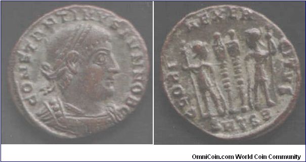 Nice example of Constantine II `Gloria Exercitus' Ae 3/4