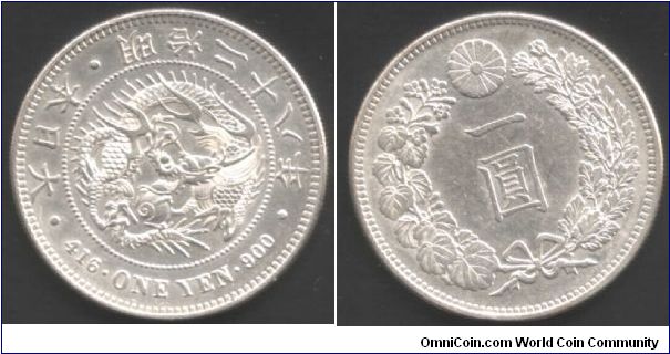 Nice high grade silver yen dated 1895