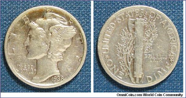 1938 Mercury Dime