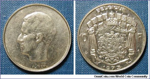 1973 Belgium 10 Francs, French Legend.