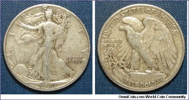 1942-D Walking Liberty Half Dollar