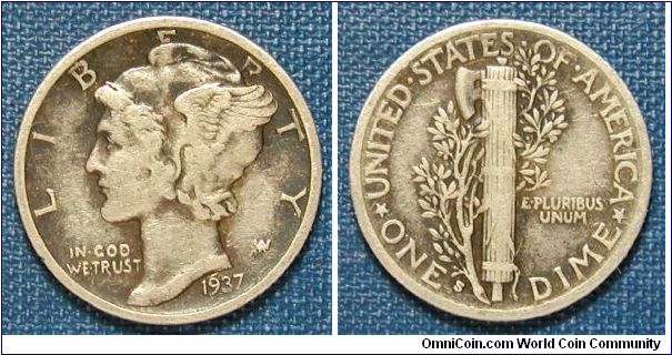 1937-S Mercury Dime