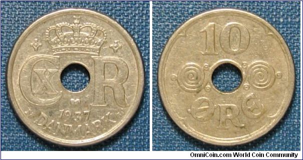 1937 Denmark 10 Ore