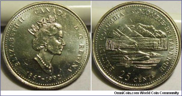 Canada 1992 25 cents. Commemorates British Columbia. Special thanks to Daggit!