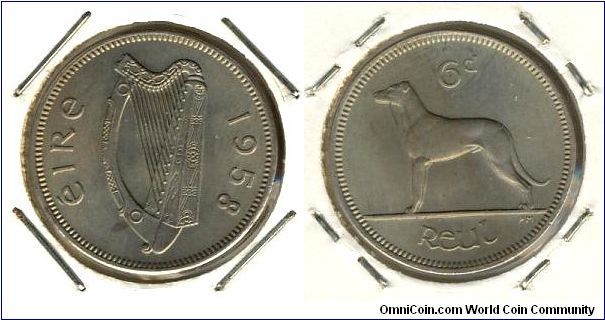 Ireland 6 pence 1958