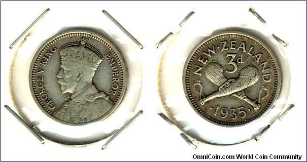 New Zealand 3 pence 1935 - key date