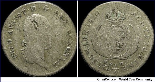 1/6 Thaler, Saxony.                                                                                                                                                                                                                                                                                                                                                                                                                                                                                                 