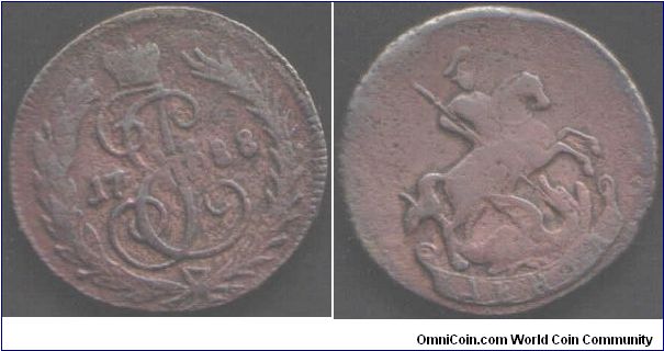 copper 1/2 kopec (Denga) from Aninsk mint (no mm).